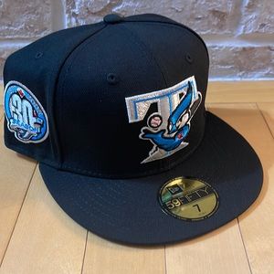 New Era 59Fifty Toronto Blue Jays Fitted Hat Size 7 Blue UV 30th Side Patch